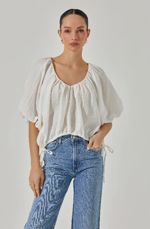 Side Tie Dolman V-neck Top