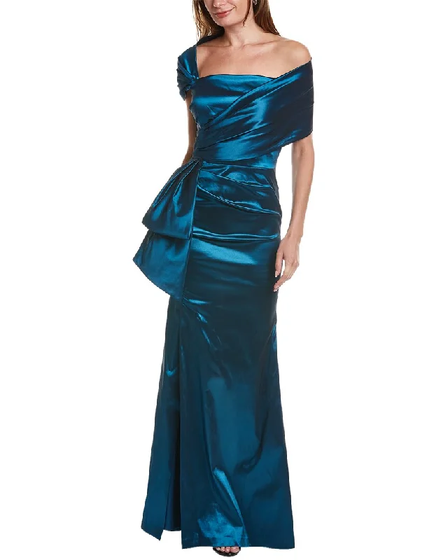 Teri Jon by Rickie Freeman Asymmetrical Shoulder Gown