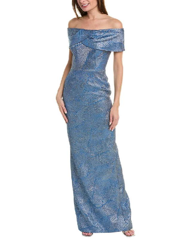 Teri Jon by Rickie Freeman Metallic Jacquard Gown