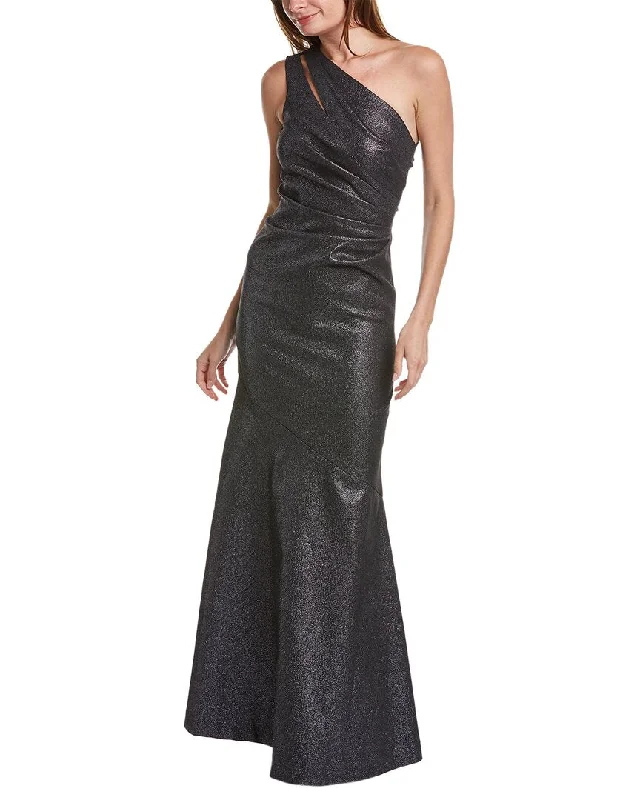 Teri Jon by Rickie Freeman One-Shoulder Gown