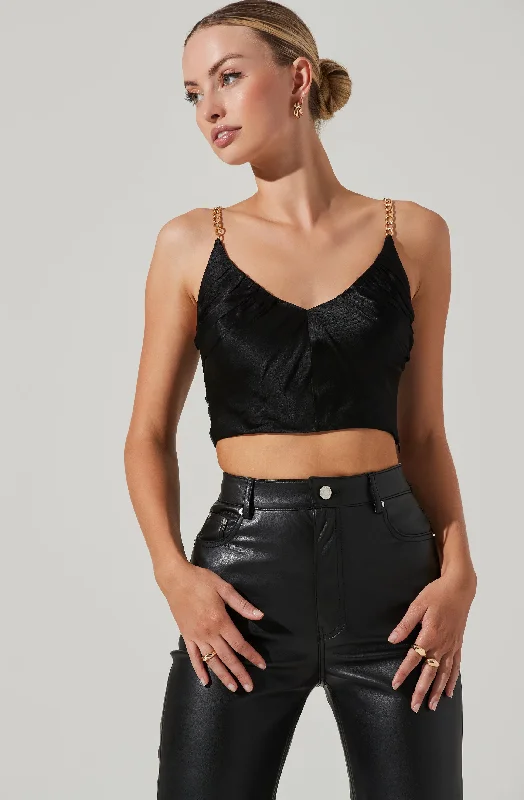 Turin Satin Chain Strap Top