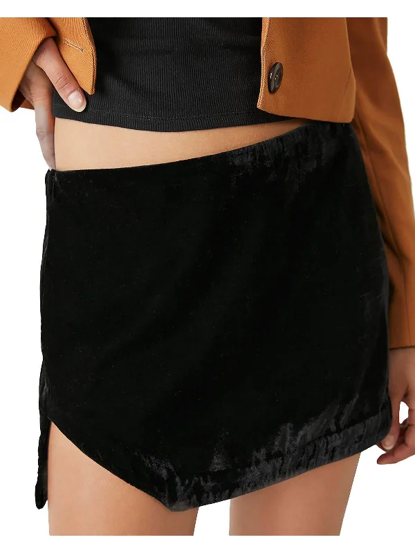 Annalise Womens Velvet Short Mini Skirt