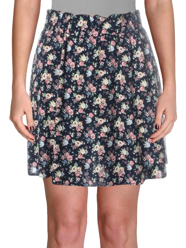 Juniors Womens Floral Pull On Skirt