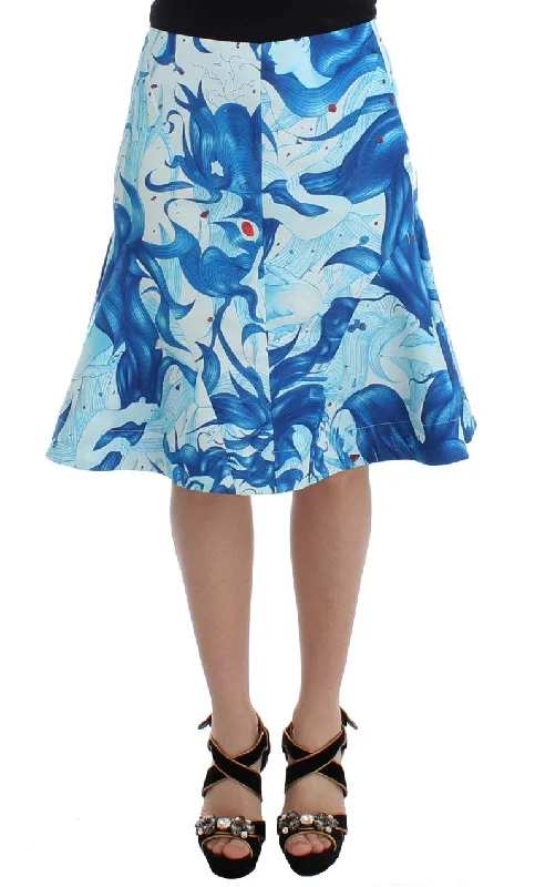 Koonhor  Peplum Fresco-Print Straight Pencil Women's Skirt