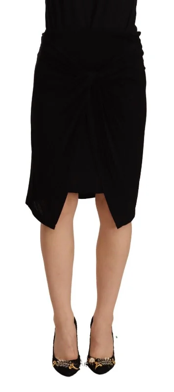 PLEIN SUD  High Waist Pencil Knee Length Viscose Women's Skirt