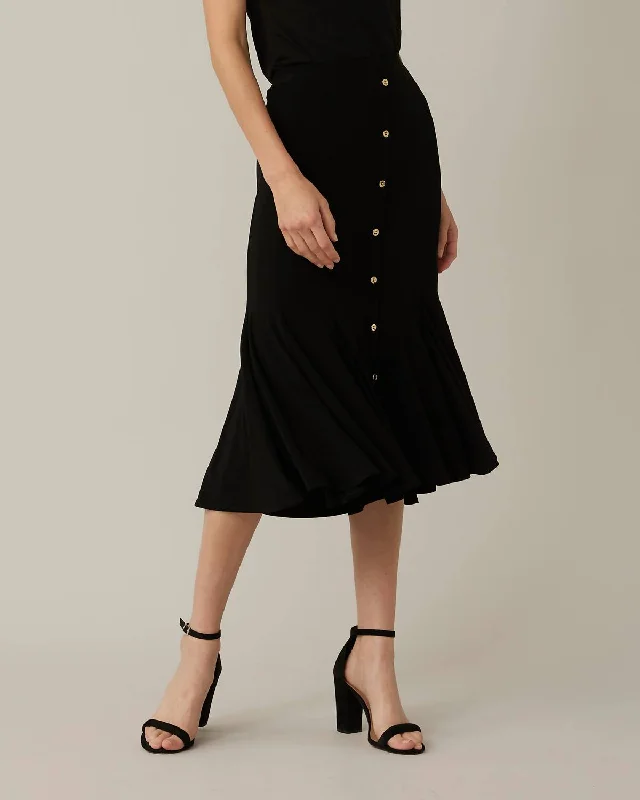 Trumpet Hem Skirt In Black