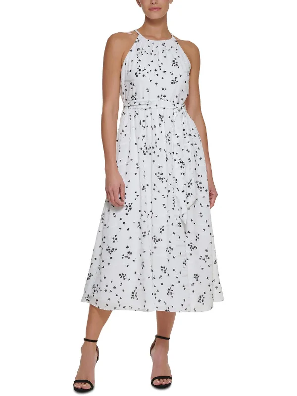 Womens Flowy Midi Halter Dress