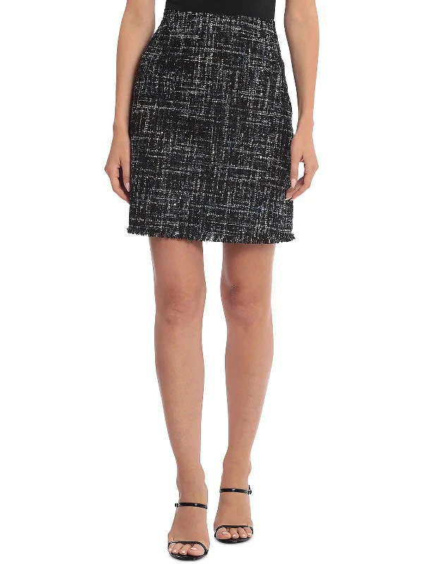 Womens Tweed Metallic Mini Skirt