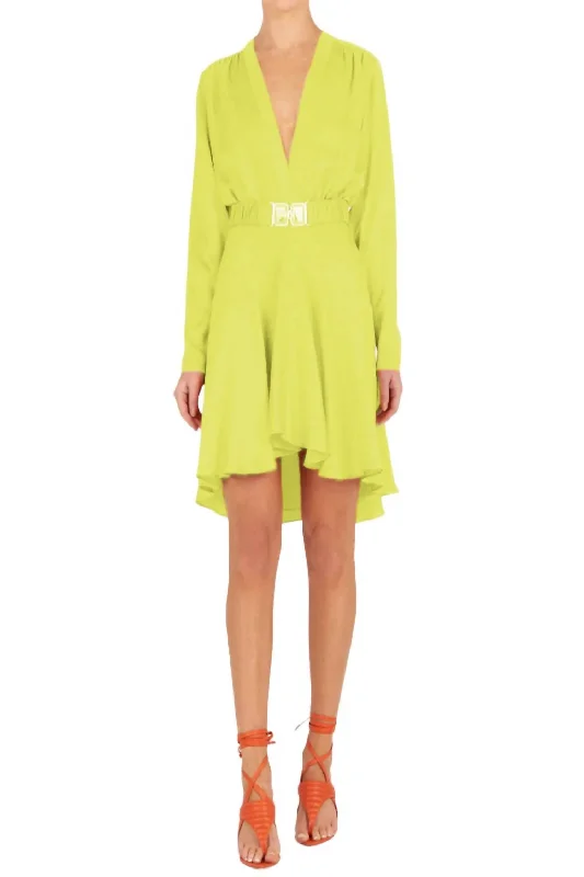 Aglioni Mini Dress In Verde Lime