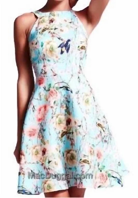 Floral Halter Mini Dress In Multi Color