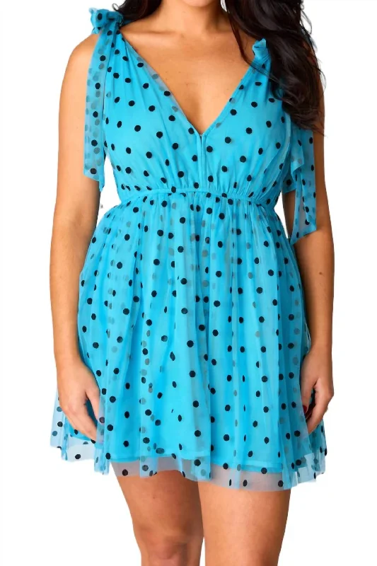 Polka Dot Dreams Mini Dress In Blue