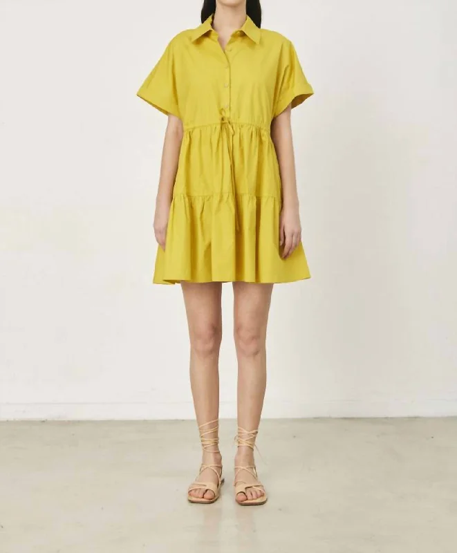 Tilda Shirt Mini Dress In Mustard