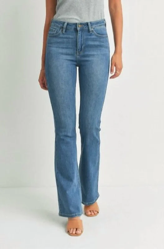 Skinny Flare Jeans In Medium Denim