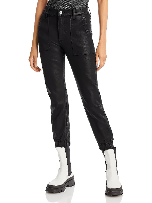 Womens Coated Boyfriend Jogger Jeans