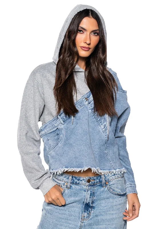 ALL THE WAY UP DENIM PULLOVER SWEATSHIRT