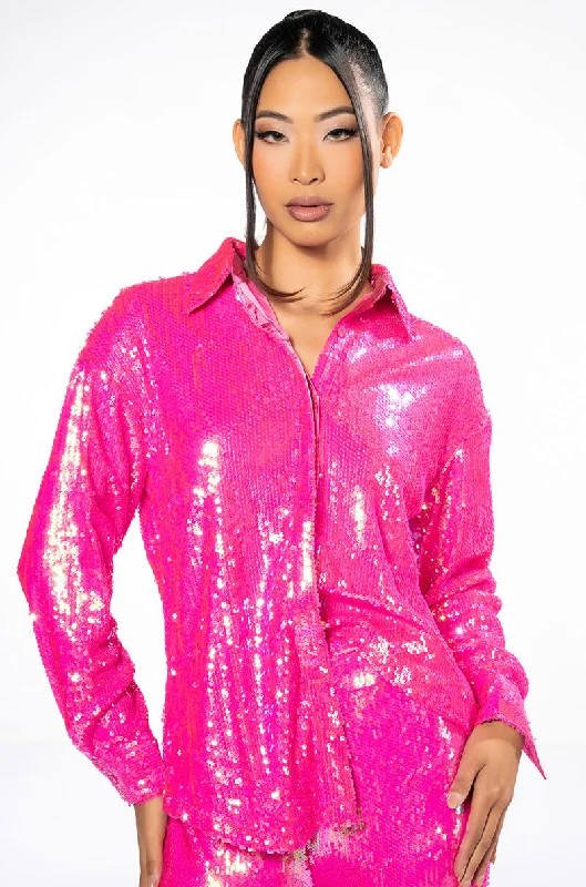 BRIGHT BRIGHT PINK SEQUIN SHIRT