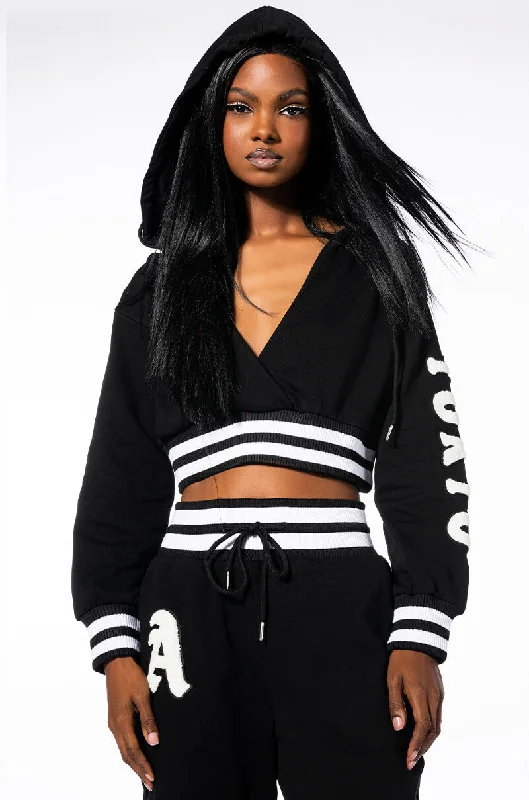 COLLEGIATE TOKYO NIGHTS CROPPED HOODED SWEATSHIRT