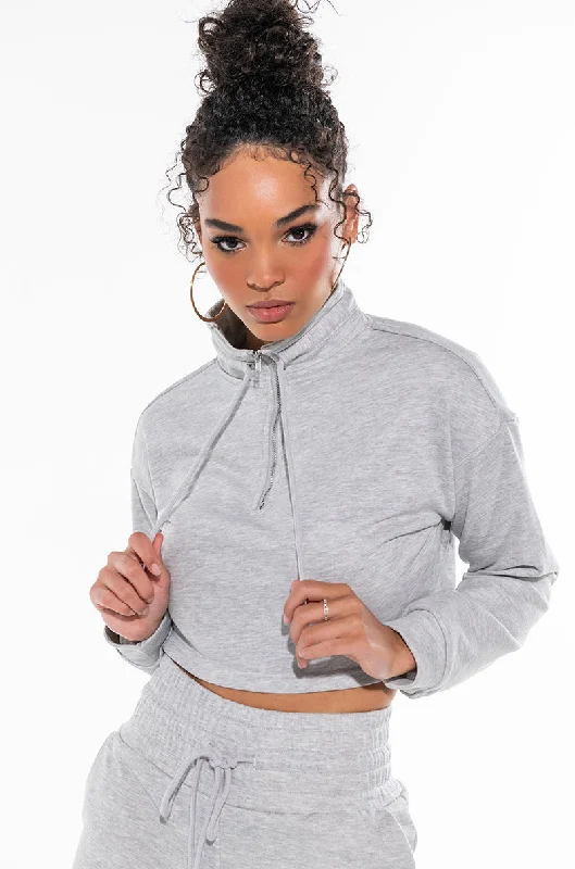 COMFY CROP SWEATSHIRT HEATHER GREY