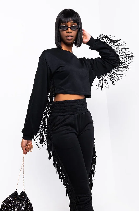 FRINGE ALL THE WAY SWEATSHIRT BLACK