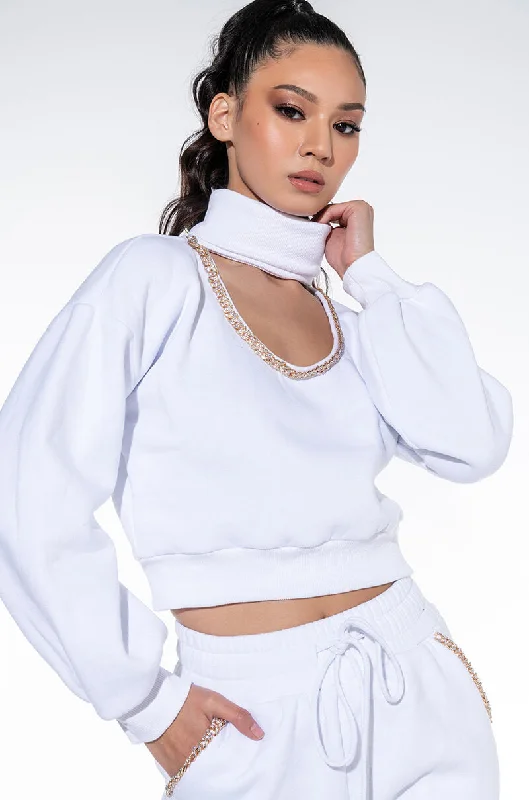 THE RICHEST OF ALL PAVE CHAIN SWEATSHIRT WHITE