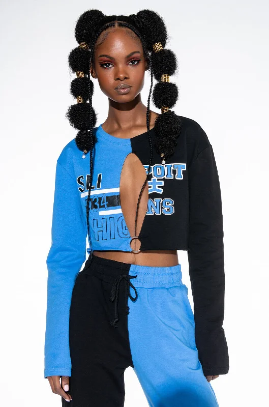 TRYOUTS CUT OUT CROPPED SWEATSHIRT