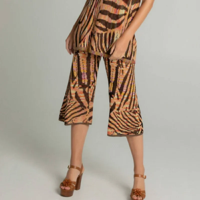 Animal Print Wide Leg Crop In Tiger