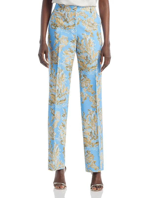 Womens Printed Pleated Trouser Pants