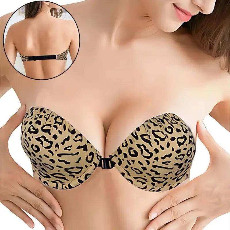 Cheeta Printed Ladies imported Front Open Strapless Push-Up Bra