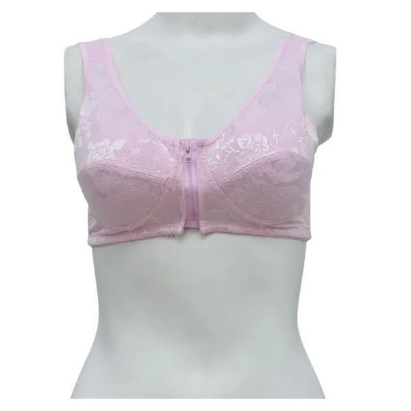 Front Open Bra for Elderly Zipper Front Poly Bra For Women Front Open Bra Full Coverage