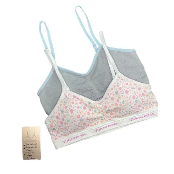 TAHARI Girls Pack Of 2 Training Bras With Removable Pads