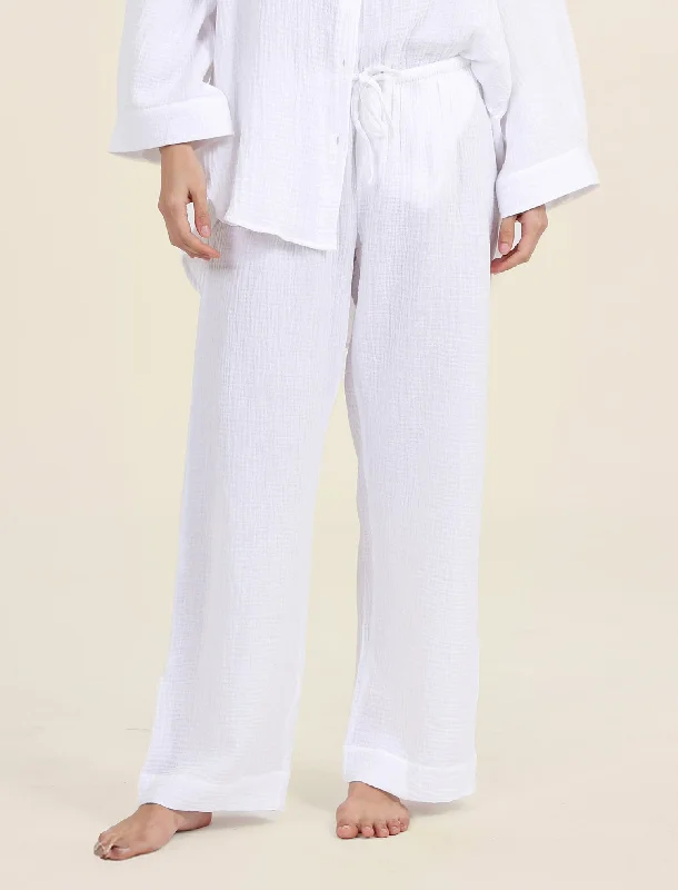 Ashley Textured Cotton Wide Leg Pant