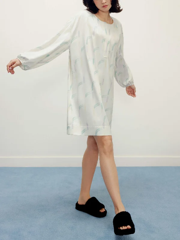 Ruched Collarless Pajama Dress