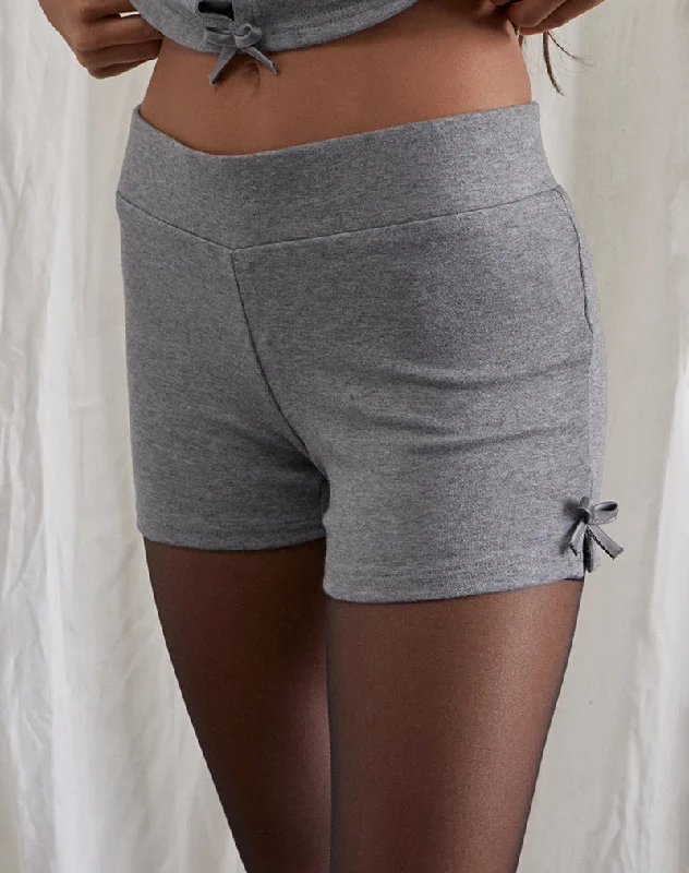 Verna Bow Micro Short in Light Grey Knit