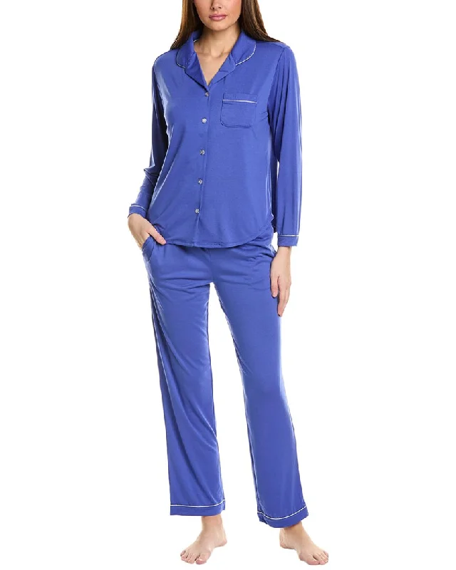 Flora by Flora Nikrooz 2pc Solid Knit Notch Collar Pajama Set