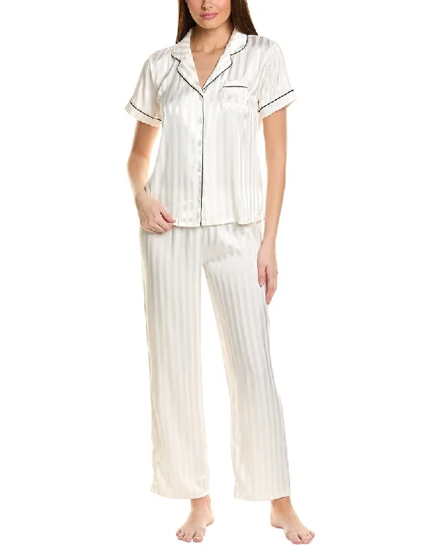 Flora by Flora Nikrooz 2pc Solid Shadow Stripe Jacquard Pajama Set