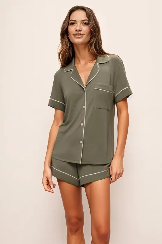 Gisele Relaxed Short PJ Set in Moss/Ivory