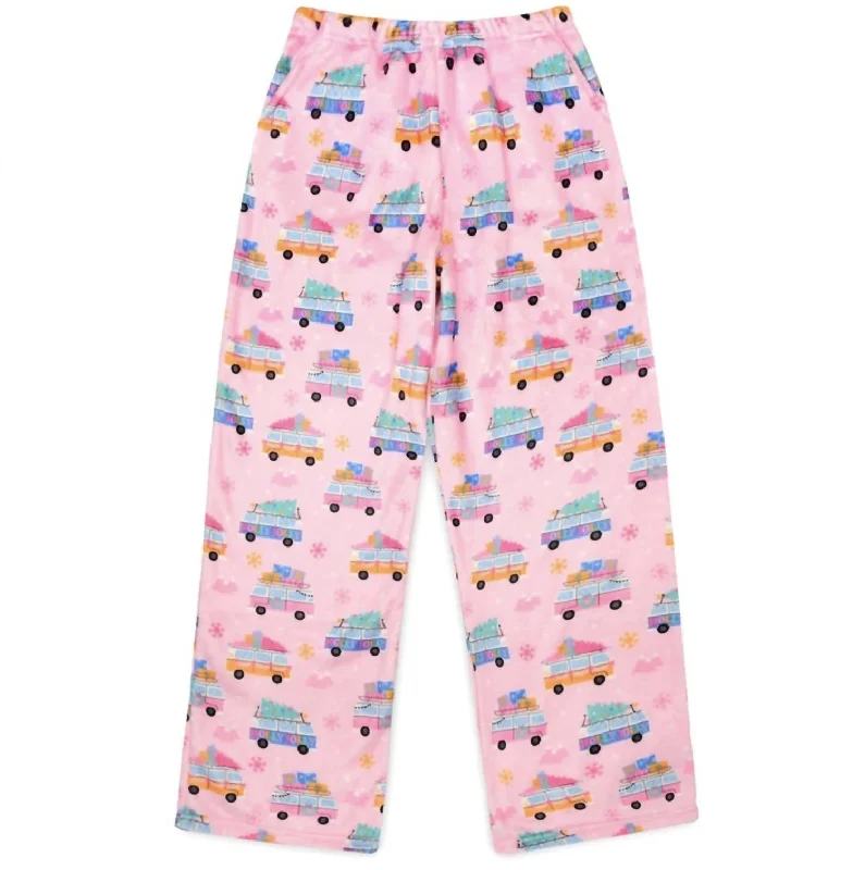 Holly Jolly Vibes Plush Pants In Pink