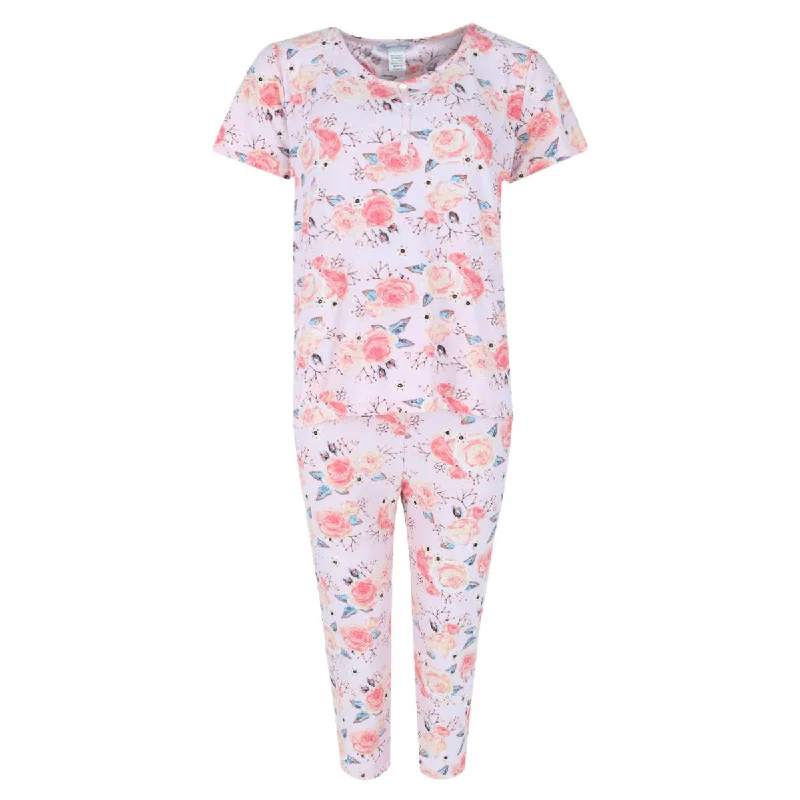 Women's Floral Short Sleeve Capri Set