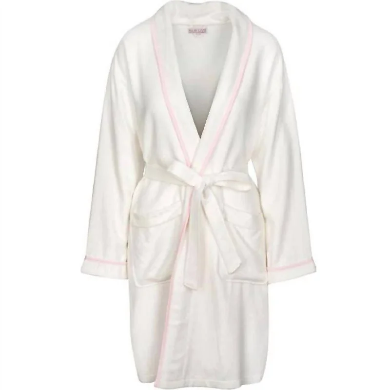 Women's Luxxe Bamboo Robe In Ivory/pink