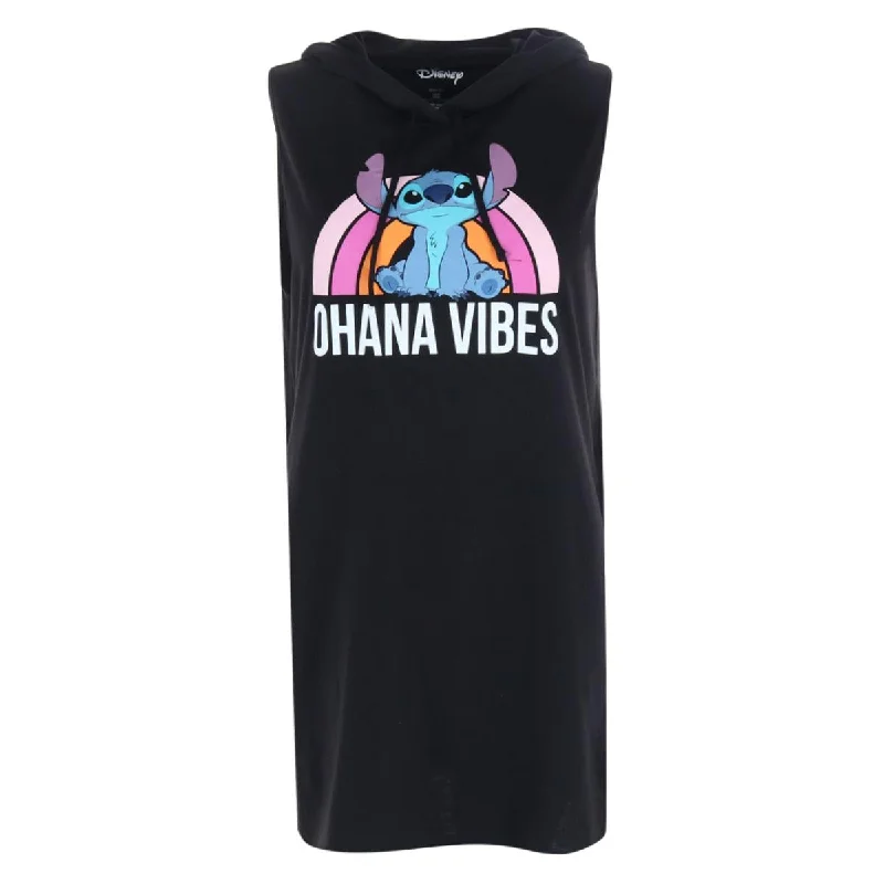 Women's Ohana Vibes Stitch Sleeveless Hooded Sleep Shirt Gown