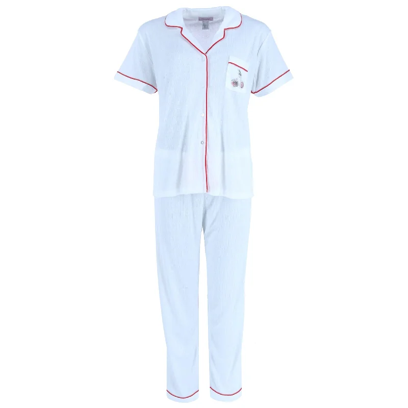 Women's Pointelle Cherries Notch Pajama Set